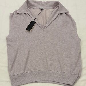 Monrow Lavender Sleeveless Collared Top